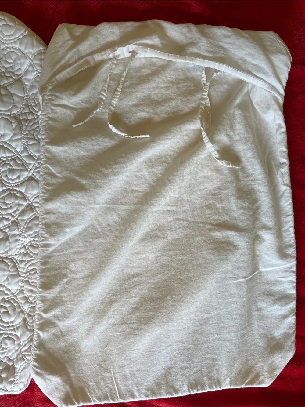 Laura Ashley White Quilted Decorative Bed Shams with Swirl Motif 25x20
